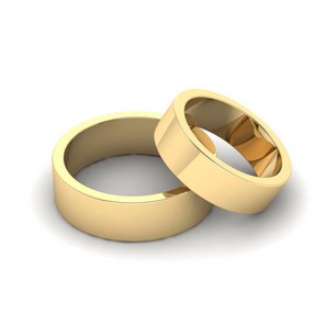Классическое обручальное кольцо плоское желтое золото