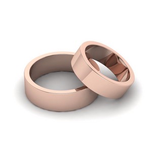Классическое обручальное кольцо плоское розовое золото